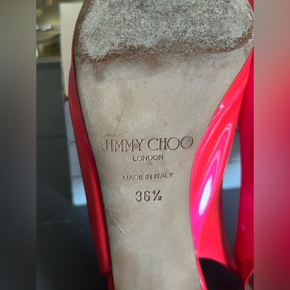 Jimmy Choo Vibrant Pink Slingback Heels Size 36.5 - Picture 5 of 9